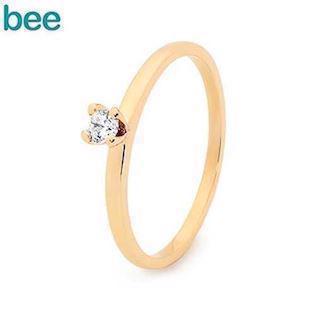 Gold ring in 9 ct. with white zirconia